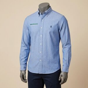 Polo Ralph Lauren XL Slim Fit Shirt Blue 100% Cotton Stretch Endurance Builders